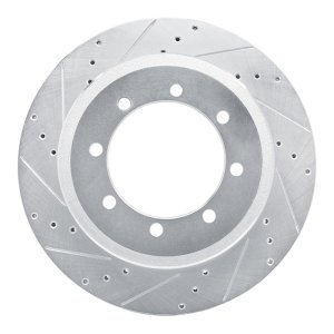 Ford F-450 Super Duty Brake Rotor (1) - Rear Left - R1 Concepts - Drilled & Slotted - Silver - `11-`22